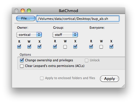 reset permission terminal batchmod